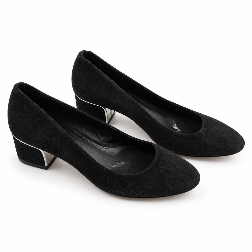 Michael Kors Vintage Y2K Black Suede Block Heel Pumps Women's Size 7M